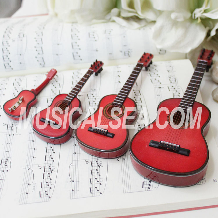 Mini guitar replica for wooden ornament musical instrument model toy for girl